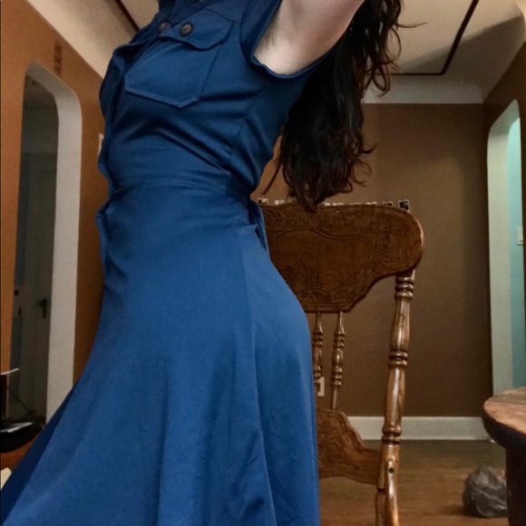 None Dresses & Skirts - Cute summer blue button down fitted t-shirt dress